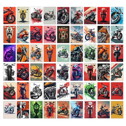 Image of Wallgasm Paper Petrol Head Aesthetic Bike Poster Set - Set Of 54, 4 X 6 Inches Posters Aesthetic Room Decor Item | Posters For Bedroom, Livingroom Decor | Office Decor Item Mini Poster Set