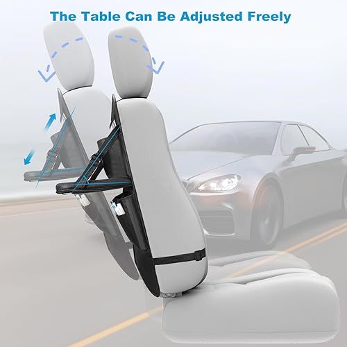 Miniatura 7 de Organizador de asiento trasero de automóvil, organizador de almacenamiento con bandeja de mesa plegable y soporte para tableta, 11 bolsillos de