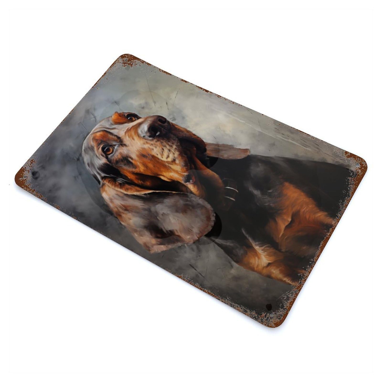 Vintage Rust Metal Sign with Bloodhound Dog Design 11.8"x7.9", for Shed, Workshop And Garage Wall Decor, Classic Wall Plaque