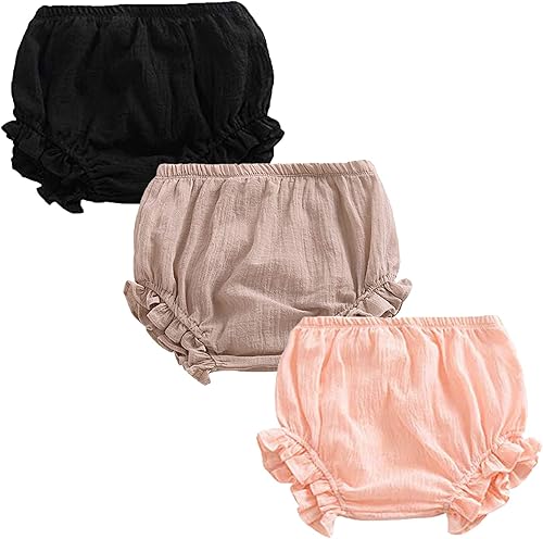 Conjunto de 3 piezas de pantalones cortos para recién nacidos, para bebés, niñas y niños, mezcla de lino y algodón, lindos pantalones cortos