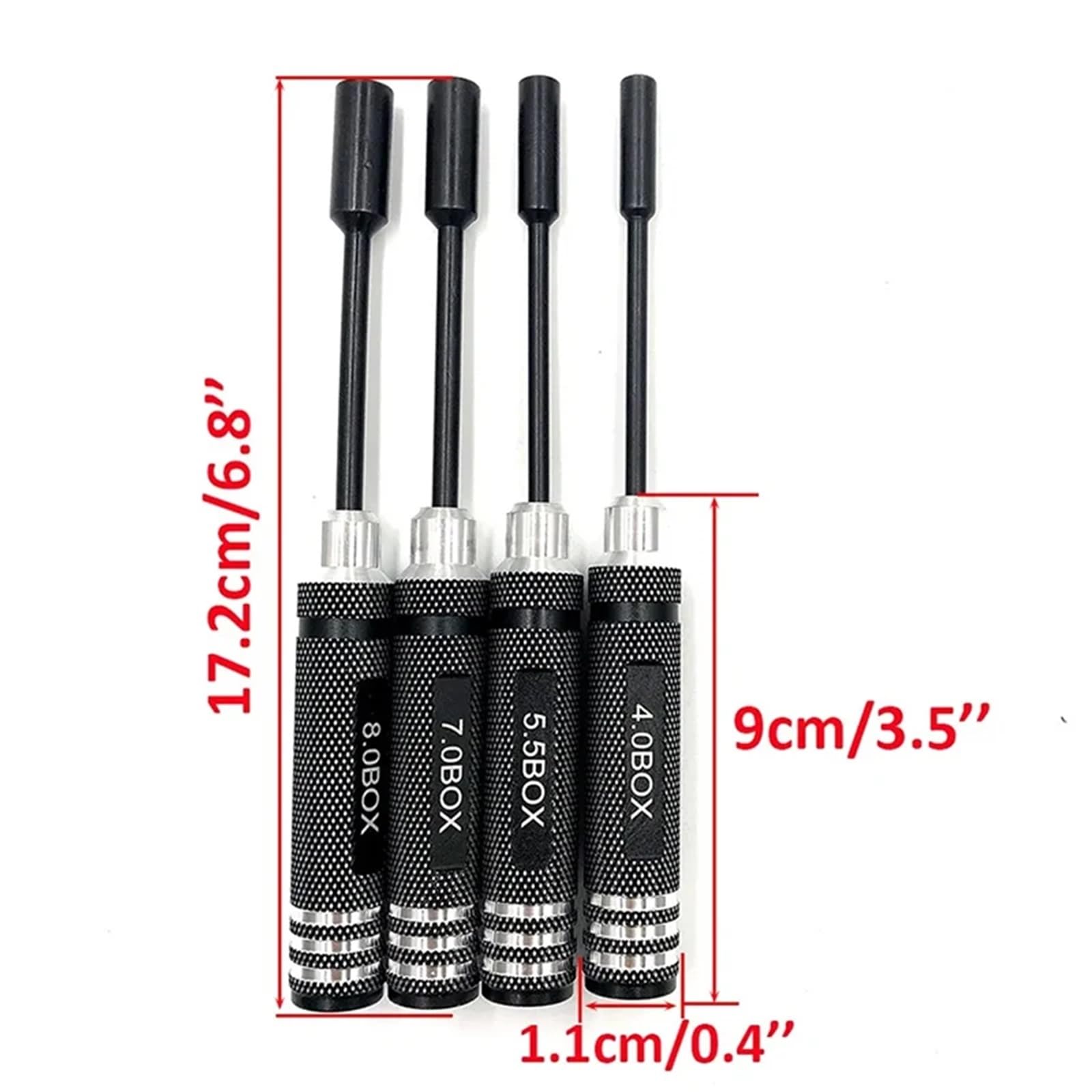 Piezas Mejora Modelos RC Juego Destornilladores Hexagonales para Coche A Control Remoto 4 Uds. Tamaños 4 5 7 8Mm Material Metálico Piezas Mejora Accesorios Modificados(Black)