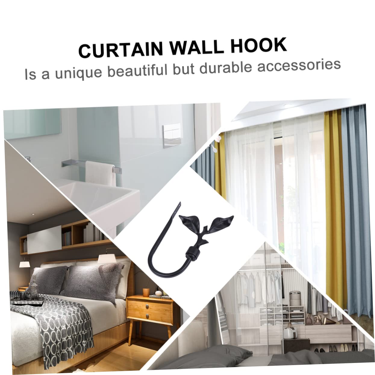 2pièces Crochets Muraux Décoratifs Métal pour Rideaux Attaches Forme De Support De Rideaux Élégant pour Drapeaux Et Décorations Intérieures