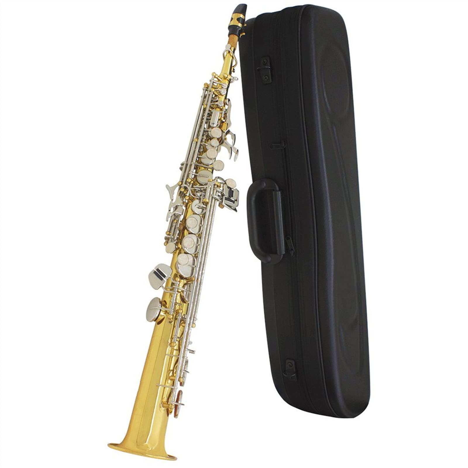 Saxofón Profesional Saxofón BB Latón Tubo Recto Sax Instrumento Musical De Viento De Madera con Caja De Cuero