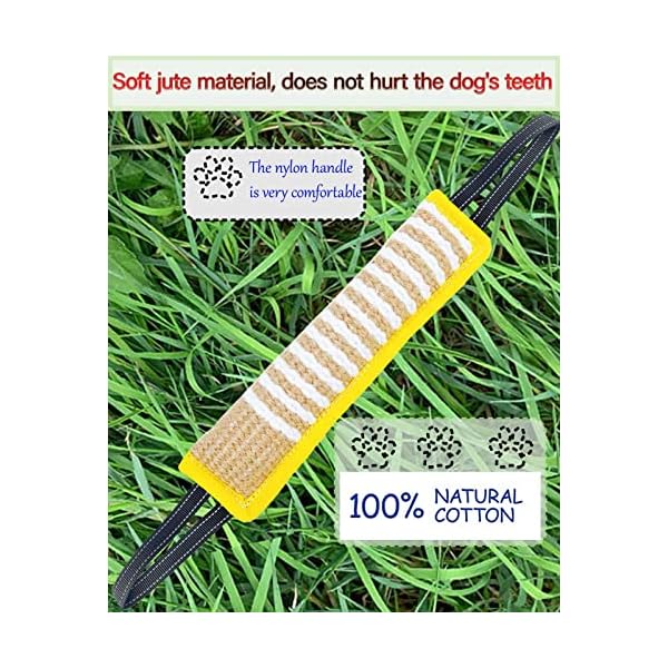 Clysoru-Tug-Toy-for-Dogs-Jute-Bite-Resistant-Pillow-Durable-Training-Equipment-Puppy-to-Large-Dogs-Interactive-Toy-with-2-Strong-Handles-Hemp-Rope-Yellow Aggressive Dog Training Tool: Clysoru Tug Toy