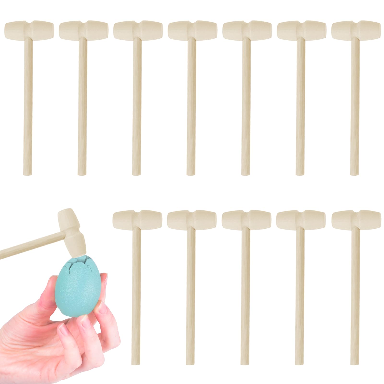 12PCS Mini Wooden Hammer, Wooden Crab Mallets, Kids Hammer, Small Mallet for Chocolate, Dessert Hammers, Wooden Mallets, Kids Toy Hammer, Pounding Seafood Hammer, Children Educational Toys