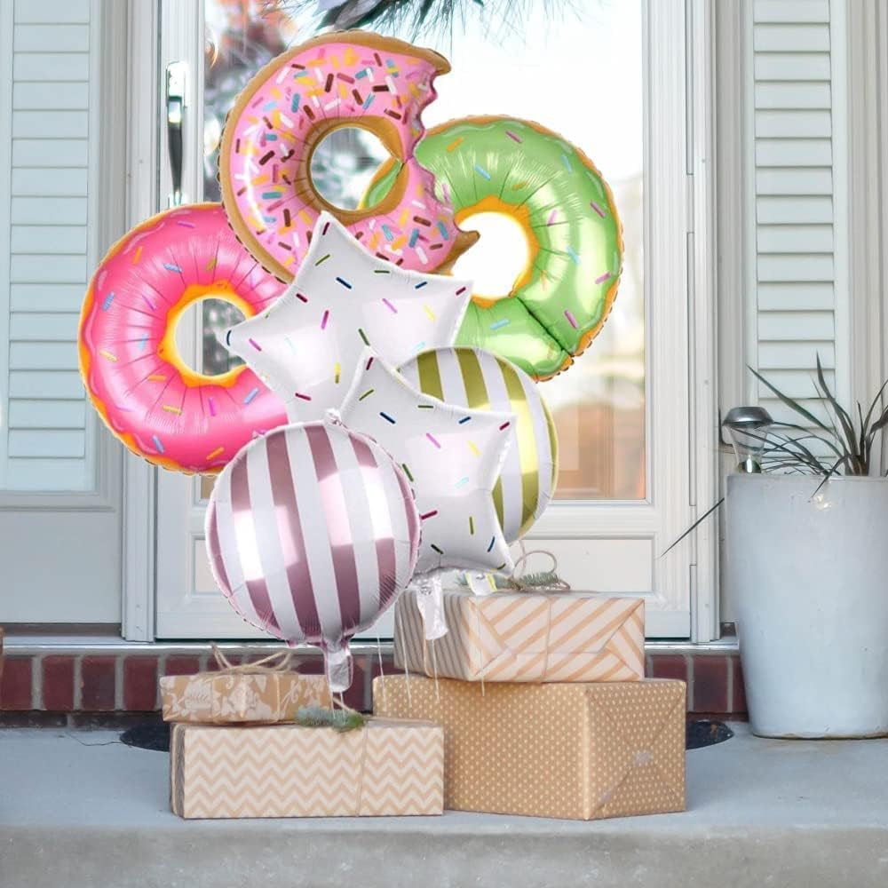 DIWULI Geburtstagsdeko Für 9 Jahre – Donut Luftballon Set, 5-teilig, Mit Aufblashalm