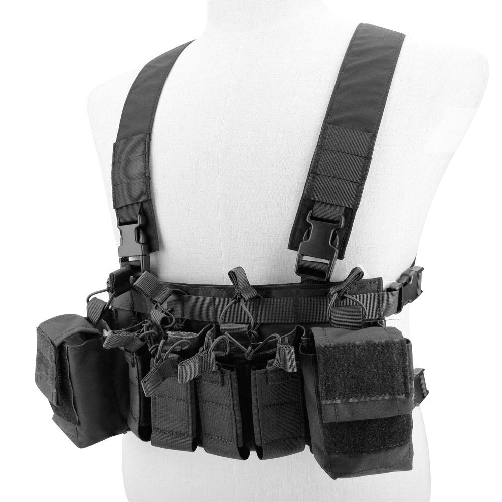 FUZKI Chest Rig Tactical Airsoft Vest With 5.56 9 Pistol Agazine Pouches And Storage Bag - View #2