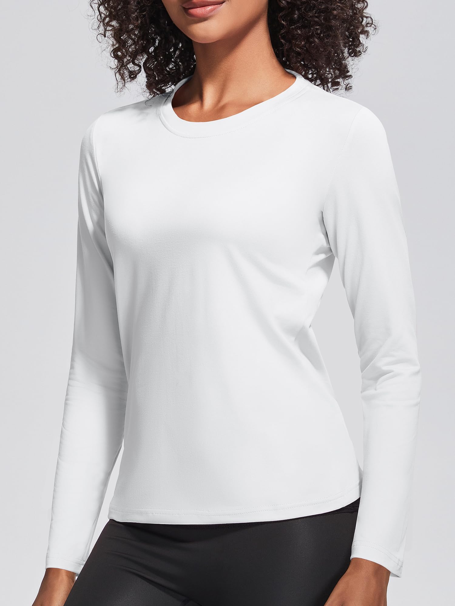 T-shirt da donna in cotone a maniche lunghe girocollo camicia vestibilità classica morbida traspirante casual t-shirt moda top base