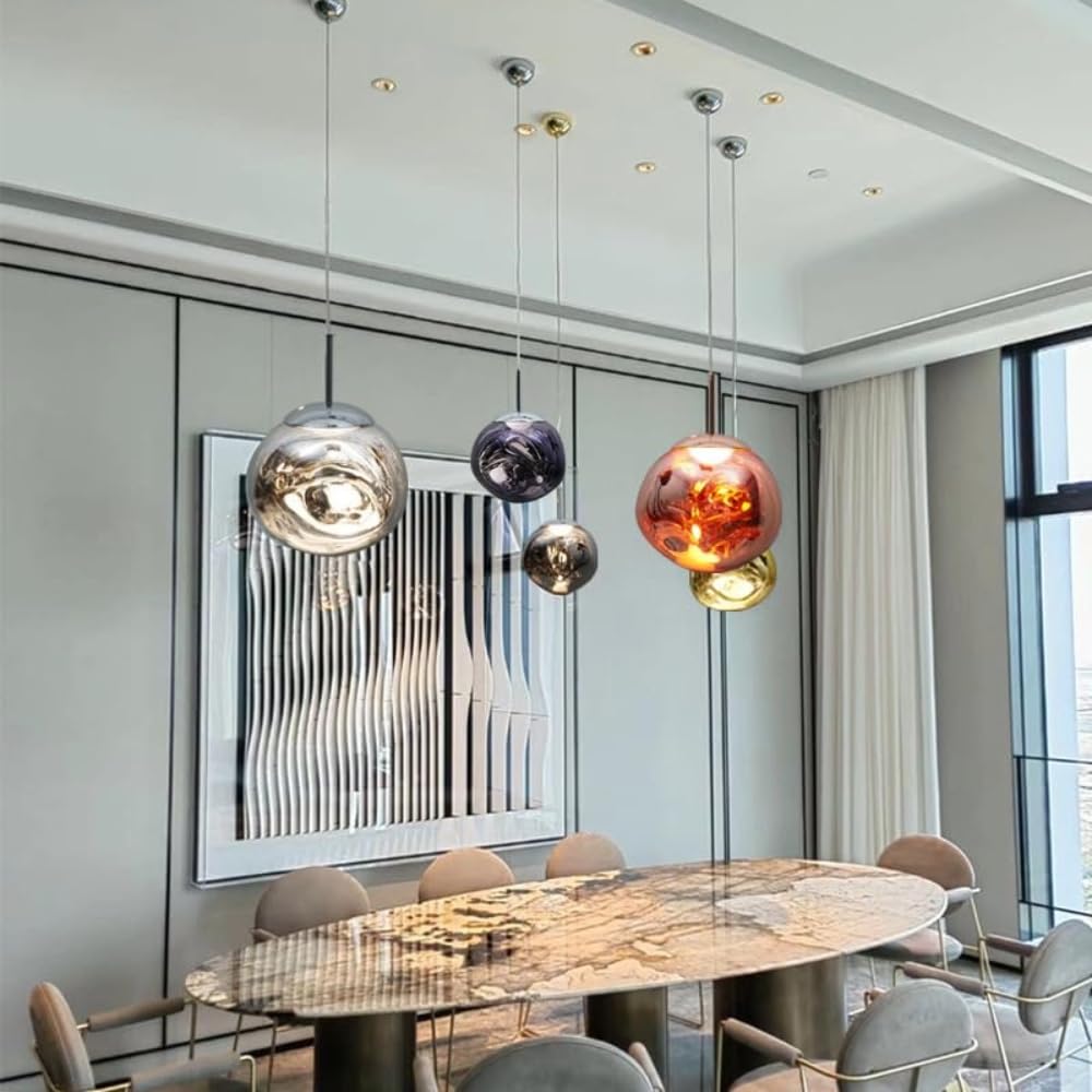 LYMSXAZOU Silver Lava Lamp Pendant Light - Unique Chandelier for Staircase, Villa, Duplex, Living Room, Dining Bar Counter