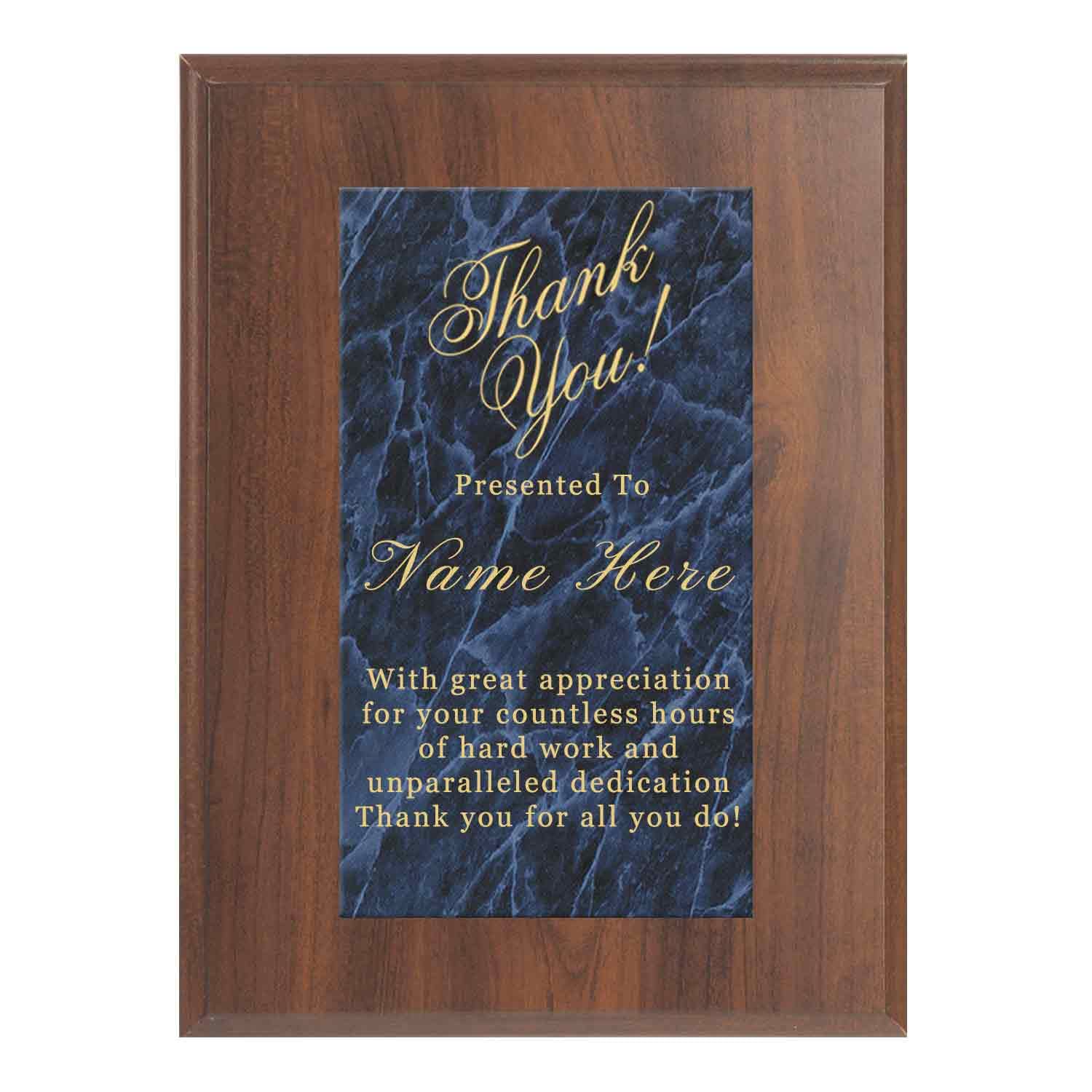 K2AWARDS Blue Marble Mist Cherry Plaque - Custom Plaque Award with Personalized Name (5x7)