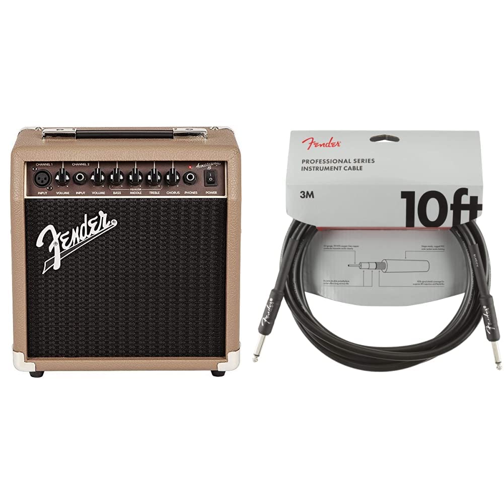 Fender Verstärker für Akustikgitarre, 15 W & Kabel Professional Series, 3m Black