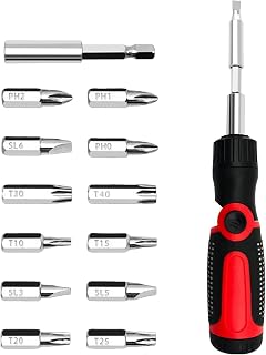 Screwdriver Ratchet Tool Portable Combination 14-in-1 Screwdriver Ergonomic Repair Tool for DIY Professionals and Professionals | ergonomiskt reparationsverktyg för gör-det-självare och proffs