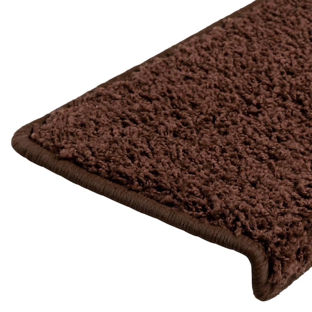 Maty na schody, 10 szt., 65 x 21 x 4 cm, brązowe, prostokątne krawędzie, materiał, ochraniacze na schody z dwustronnymi taśmami samoprzylepnymi, antypoślizgowe, do wnętrz, nakładka na schody
