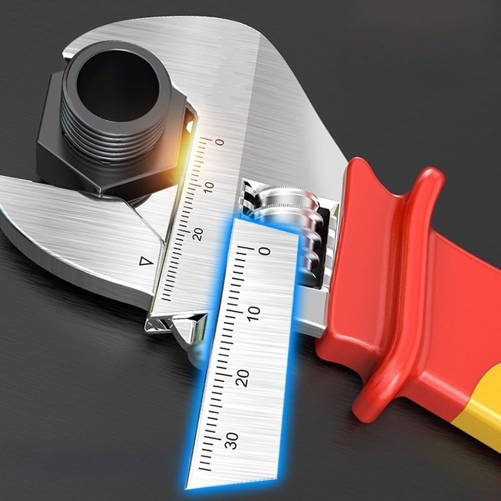 Llave ajustable aislada, herramienta de electricista de acero de aleación de 1000 V con certificación VDE para mantenimiento de alto voltaje, disponible en tamaños de 6/8/10/12 pulgadas (12 pulgadas)