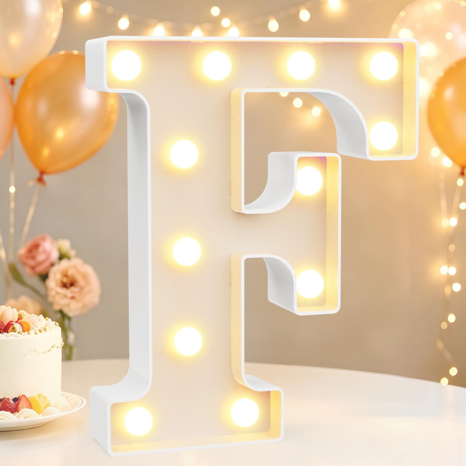 LED Light Up Marquee Letters for Birthday Decorations, Letter F Warm White — image 1