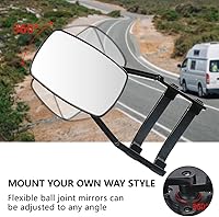 Vista 5 de Espejos universales de remolque con clip, espejos extendidos para remolque, rotación de 360 grados, espejo de remolque ajustable, negro, 2 piezas
