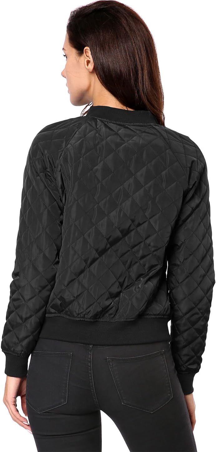 Allegra K Women's Quilted Zip Up Raglan Long Sleeve Bomber Jacket - Image 5