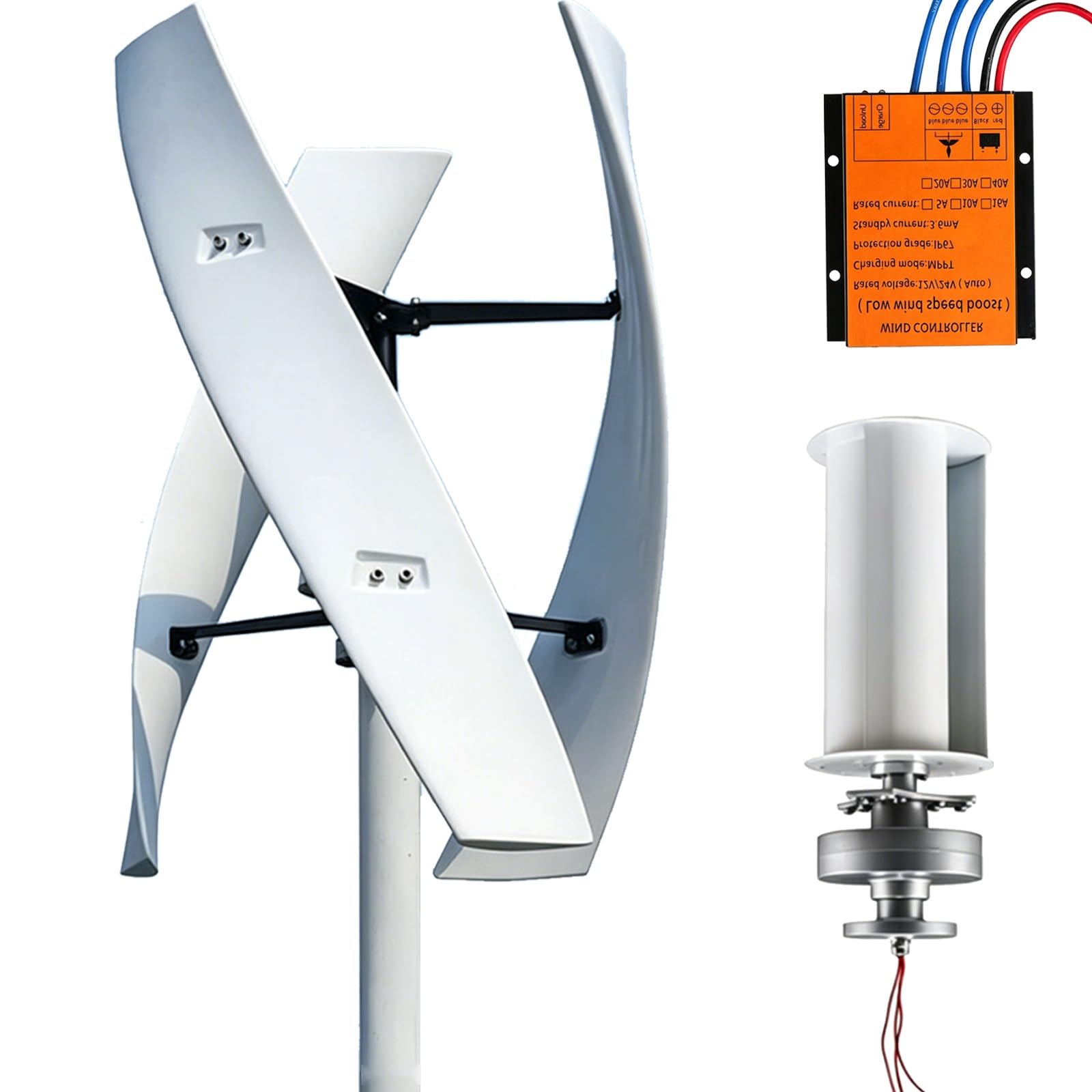 Aerogeneradores 16000W 20000W Sin Ruido Generador de turbina eólica Vertical, Aerogenerador de levitación magnética con Controlador MPPT para suplementación con energía doméstica(16000W,48V)