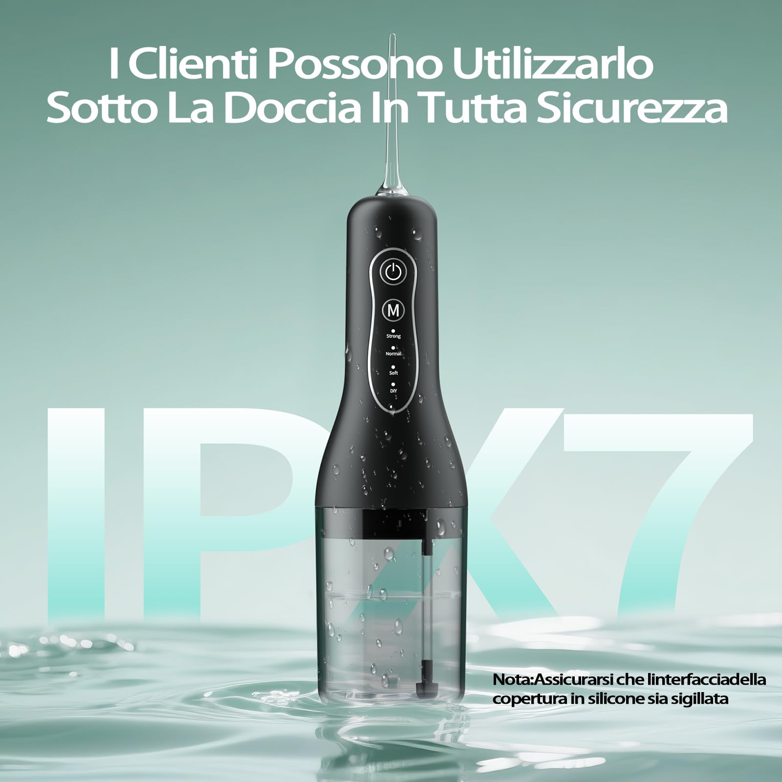 Idropulsore Dentale Portatil, Irrigatore Orale Senza Fili 4 Modalità e 5 Ugelli Ricambio, Water Flosser per Pulizia Giornaliera e Pulizia Profonda, Water Flosser Adatto per Viaggi e Uso Domestico
