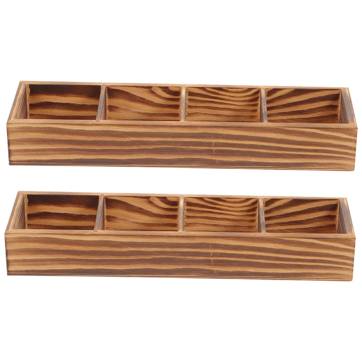 Ciieeo 2Pcs Wooden Tea Bag Organizer Box with Compartments Storage Container for Tea Bags and Sugar Packets for Home Cafe and Restaurant Use