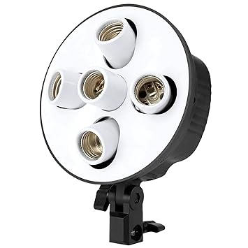 NEOHOOK 5 in 1 E27 Photo Studio Bulb Holder Base Socket Lamp Bulb Holder Adapter for Photo Video Studio Softbox Video Light - Black