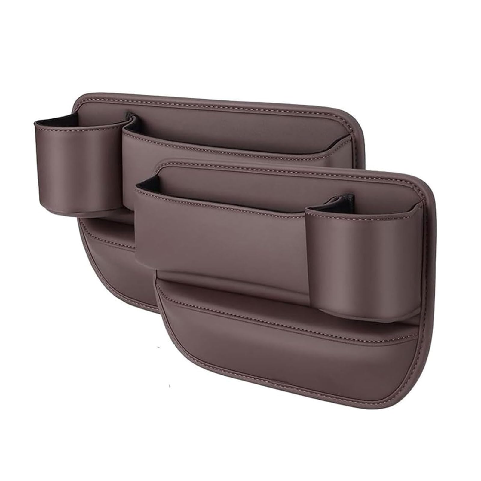 WQLTTFC Car Seat Gap Filler Organizer for Abarth 500e Cabriolet 2023 2024 2025, 2 Pcs Leather Multi-Purpose Seat Gap Filler Organizer, Car Accessories,Brown