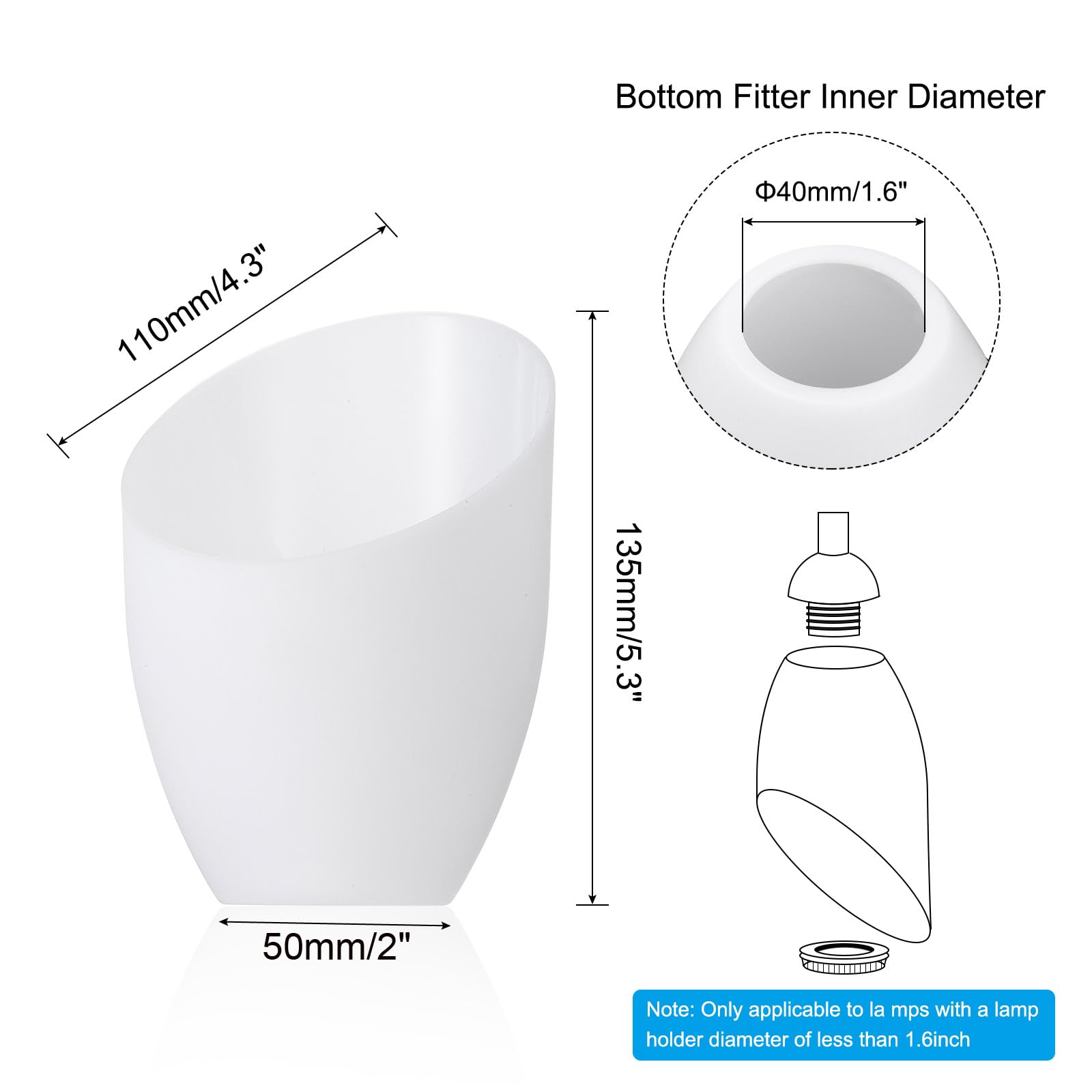 PATIKIL 5.3" High 4.3" Diameter 1.6" Fitter Plastic Lampshade - Image 2