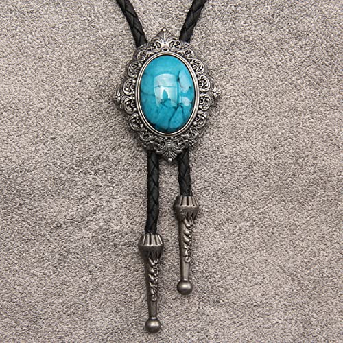 Image of GelConnie Native American Bolo Tie Rodeo Cowboy Leather Necktie Western Necklace Costume Accessories for Men,Women