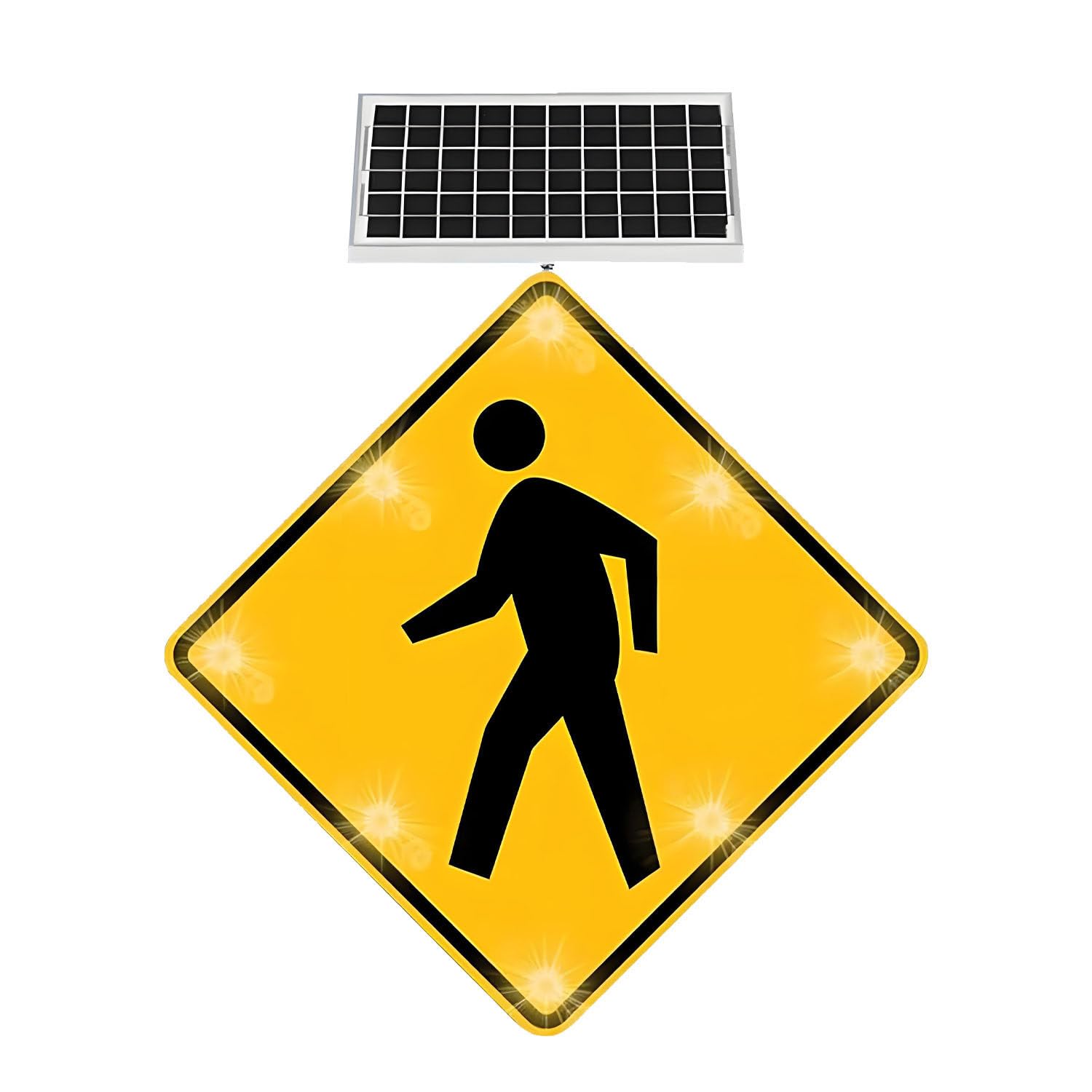 Letrero solar LED intermitente para peatones – Cartel de paso de peatones resistente al óxido de 24 pulgadas para seguridad vial urbana y suburbana – Juego de 2 piezas