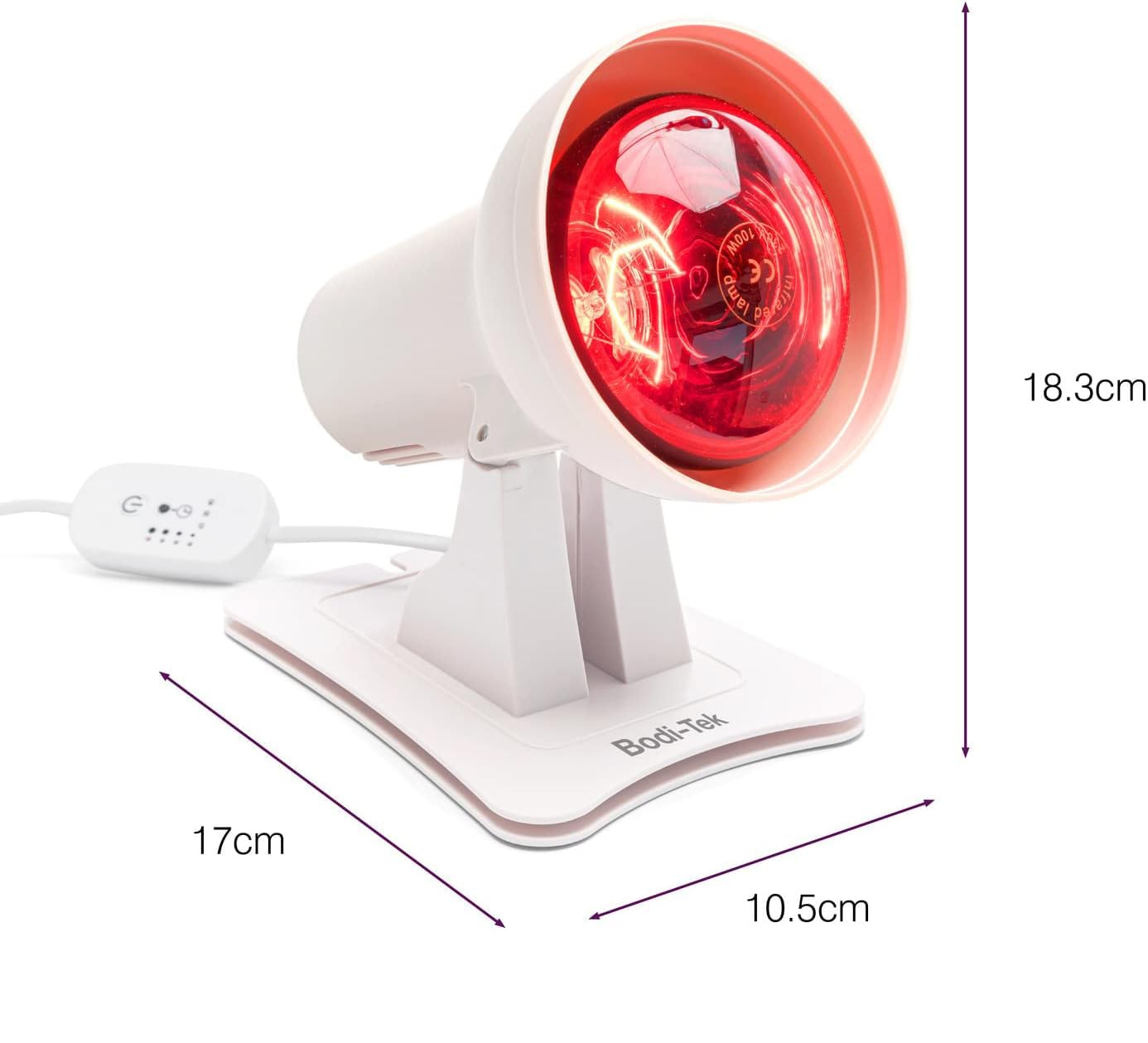 Infrarotlampe 150W Infrarot Wärmestrahler mit 3 Stufen Timer, Einstellbarer Temperatur & 90° Einstellbarer Winkel, Rotlicht Infrarotlampe für entspannende Muskelermüdung