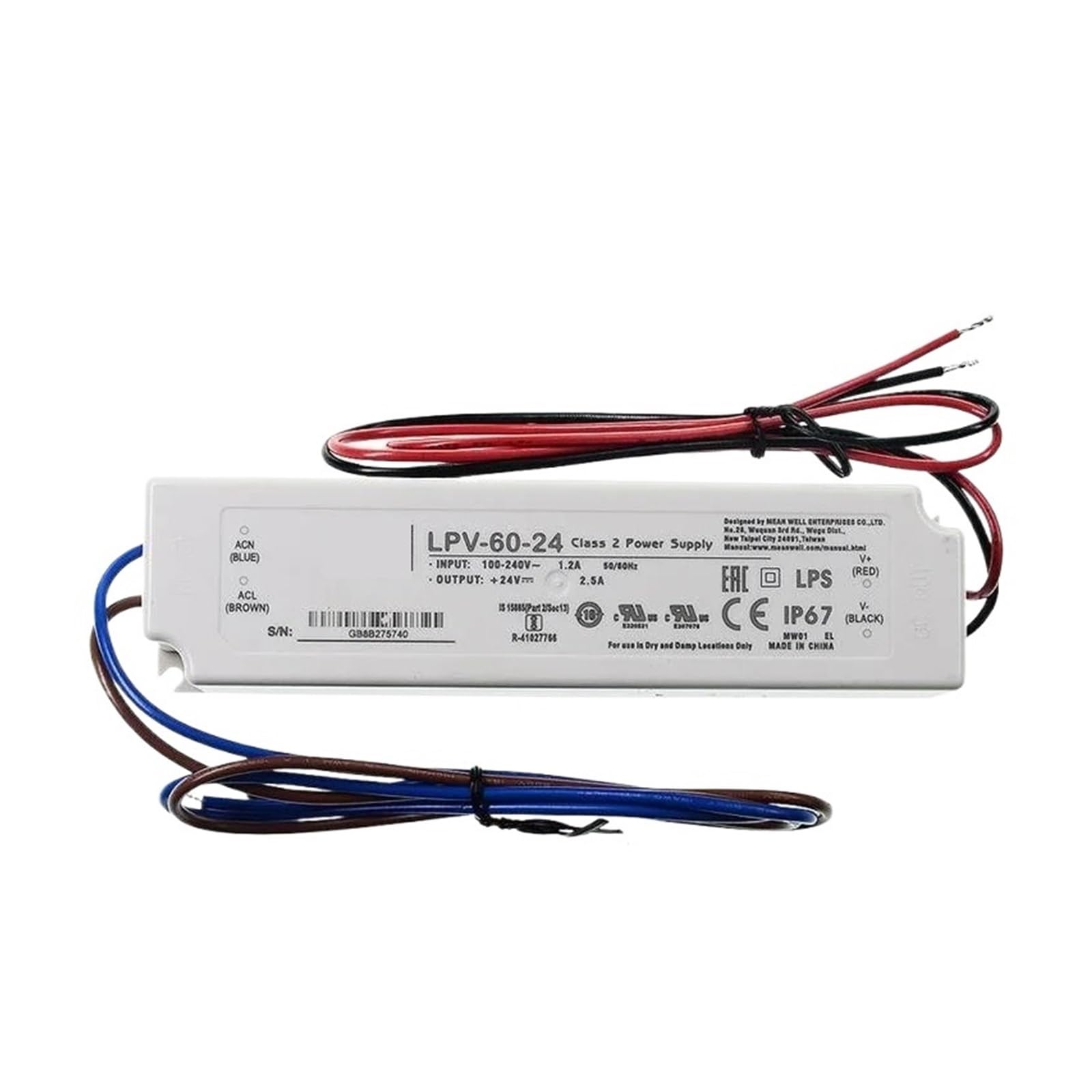 GWRQXWCKA LPV-60-12 60W Single Output Switching Power Supply LPV-60 12V 5A