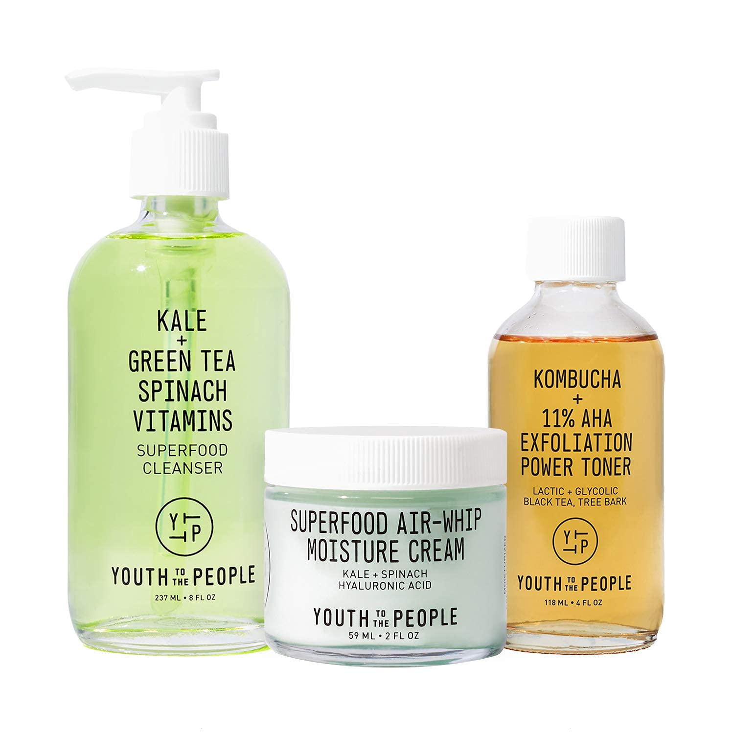 Youth to the People Daily Routine Set - Full Size Superfood Cleanser Face Wash (8z), Air-Whipped Moi