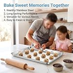 TeamFar Baking Sheet Set of 2, Stainless Steel Baking Pans Tray Cookie Sheet, Non Toxic & Healthy, Mirror Finish & Rust Free, Easy Clean & Dishwasher Safe