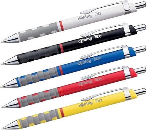 Miniatura 4 de rOtring Tikky - Bolígrafo de punta media, barril blanco, tinta azul (1904718) Azul Barrel,Negro Barril,blanco, (White Barrel)
