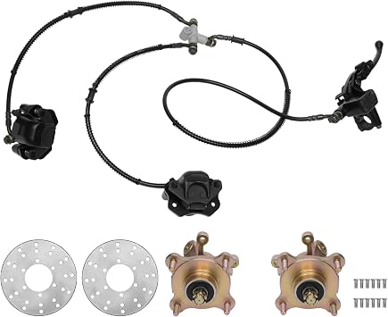 Front Steering Knuckle Assembly,ATV Front Wheel Hub Front Brake Disc Rotor Steering Knuckle Spindle Brake Caliper Kits for 250cc 200cc 150cc 125cc Go Kart Quad Dirt Bike ATV Motorcycle Buggy