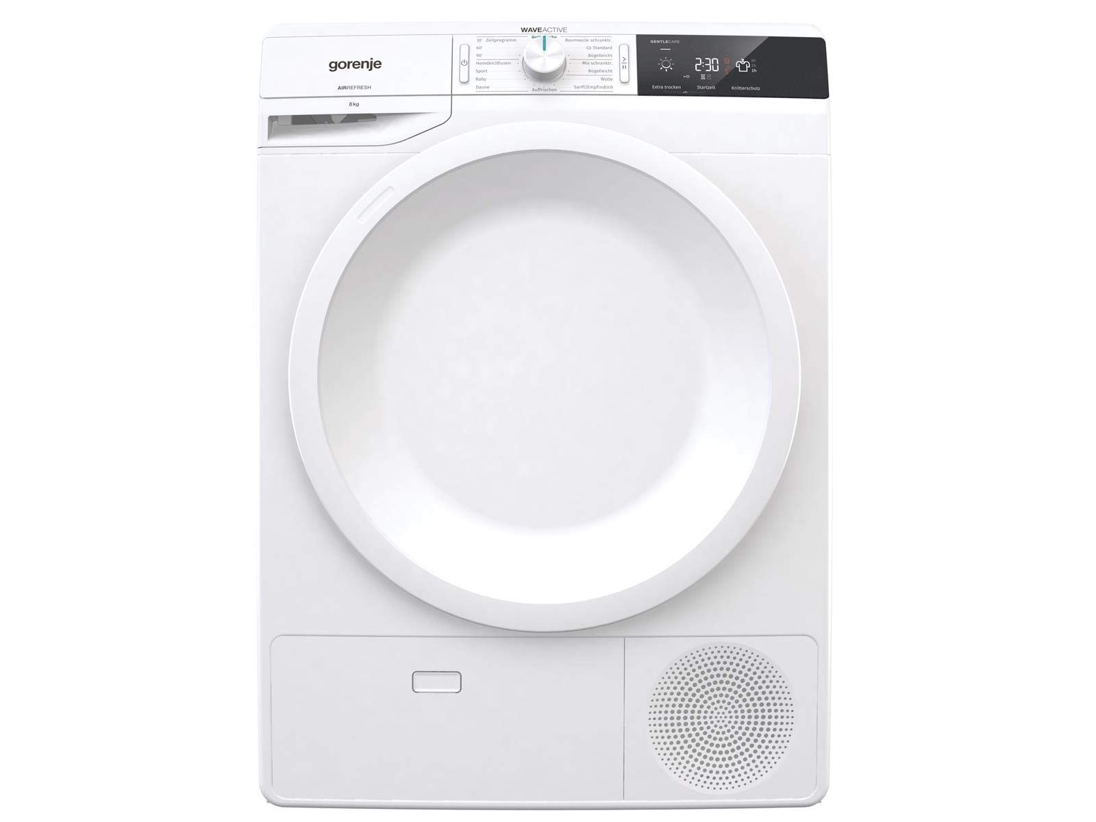 Gorenje DNE 8B Kondensations-Wäschetrockner, 8 kg, LED Display, Made in EU, 16 Programme, Nature Dry, Sportprogramm, Startvorwahl, weiß