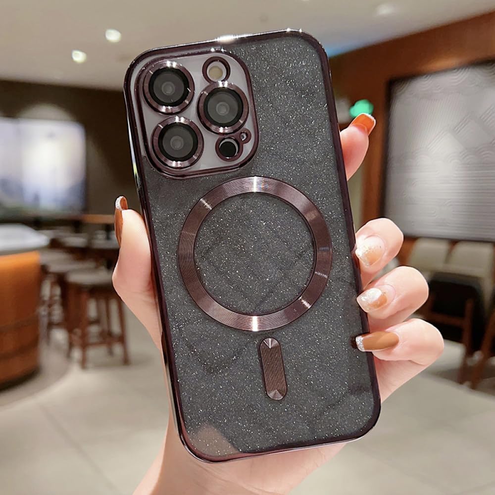 Coque magnétique iPhone 11 à paillettes avec protection d'objectif photo