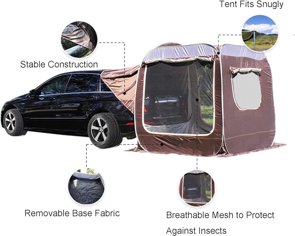 Tente automatique de hayon de voiture, grand espace SUV Extension arrière, couverture de coffre portable, protection UV étanche pour camping