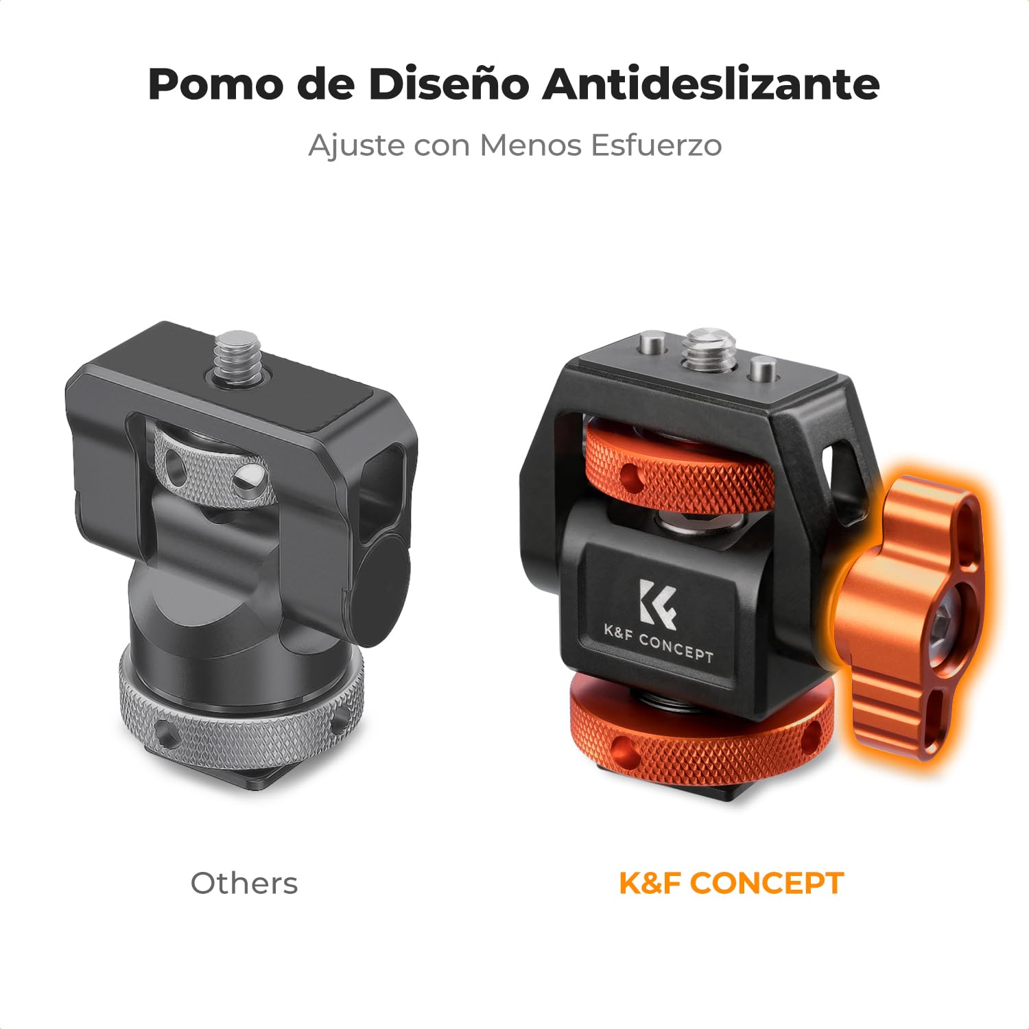 K&F CONCEPT Soporte para Monitor de Cámara con Adaptador de Cold Shoe y 1/4" Tornillo, Monitor Mount Ajustable con Giro de 360° e Inclinación de 180°, Carga Máxima 3KG