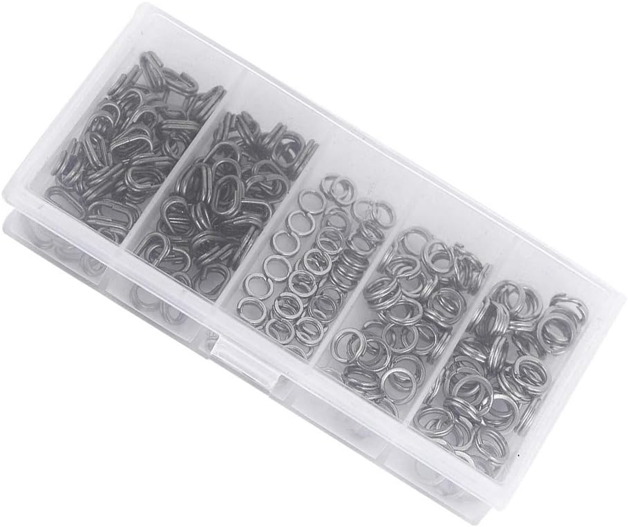 VGEBY 200 Pcs Split Ring, Stainless Steel Fishing Tackle Ring Chain Connector Fish Hook Supplies