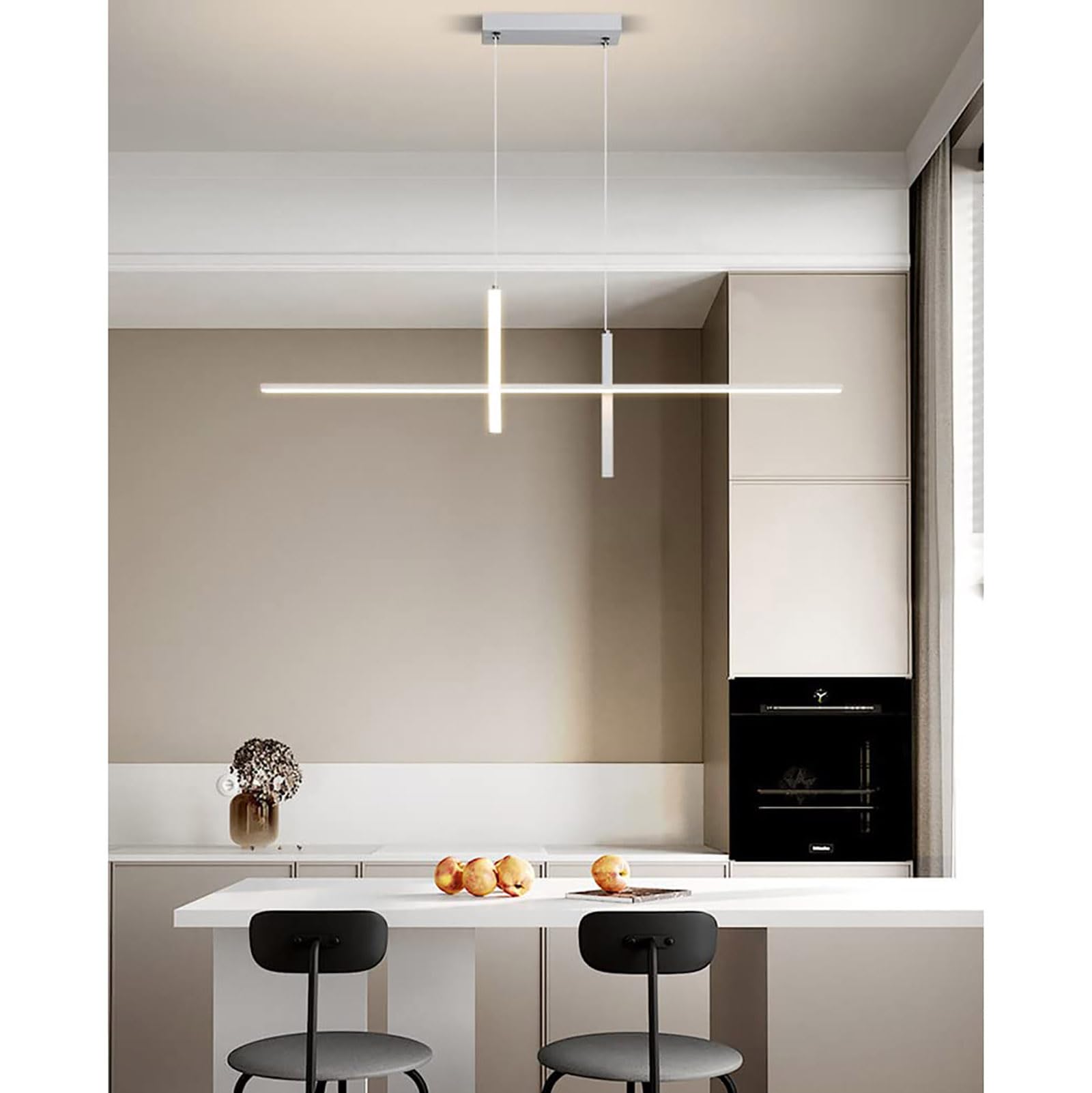 Lámpara colgante LED lineal para Isla de cocina, Moderna, regulable con Mando a distancia, lámpara de techo de altura Ajustable, accesorio para comedor, dormitorio y Sala de estar