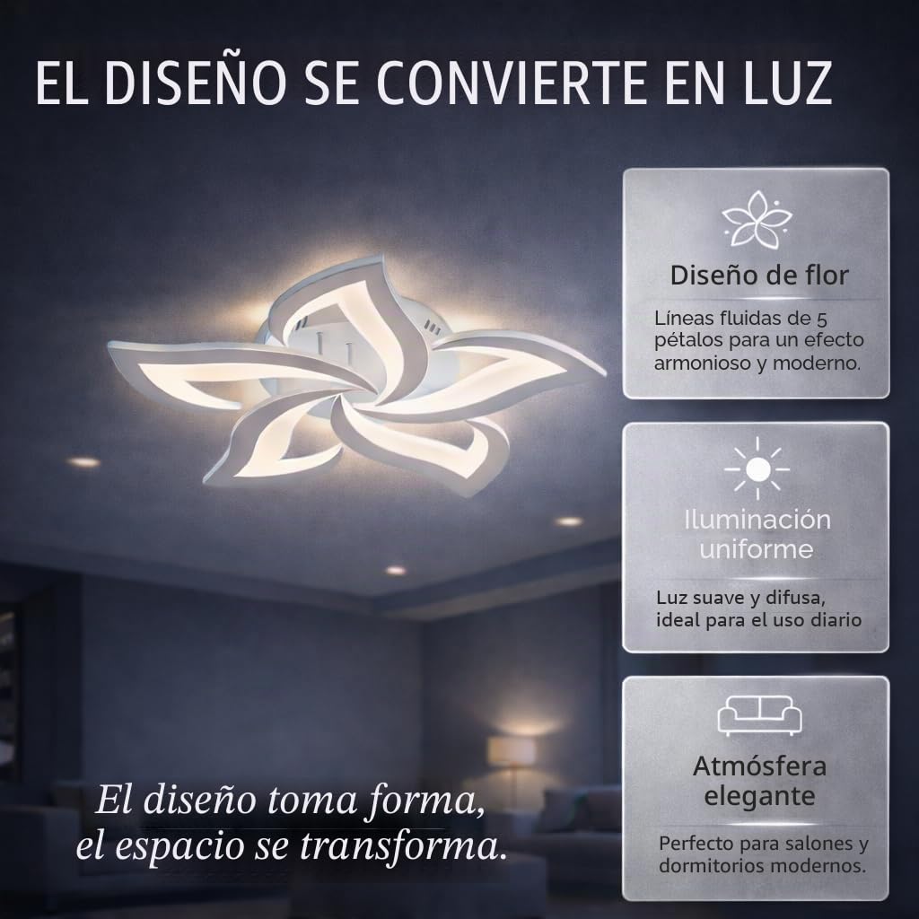 Arcadia Plafon Led Techo Moderno con Luz Cálida y Fría Regulable con Mando a Distancia y App - Lampara Dormitorio Salón Cocina Habitación Infantil Sala de Estar - 4000LM 48W 60cm - Modelo Atena