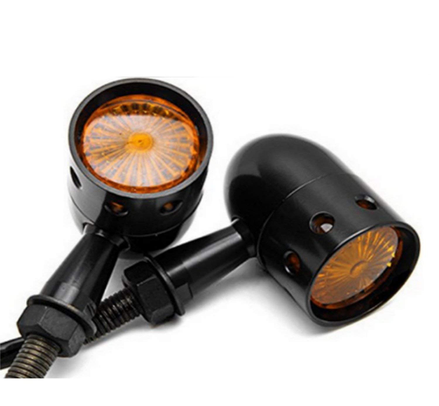 Perforé Ampoule Clignotant Moto pour Rétro Personnalisé Sanglier Chopper Bobber Projet - Noir - non Led