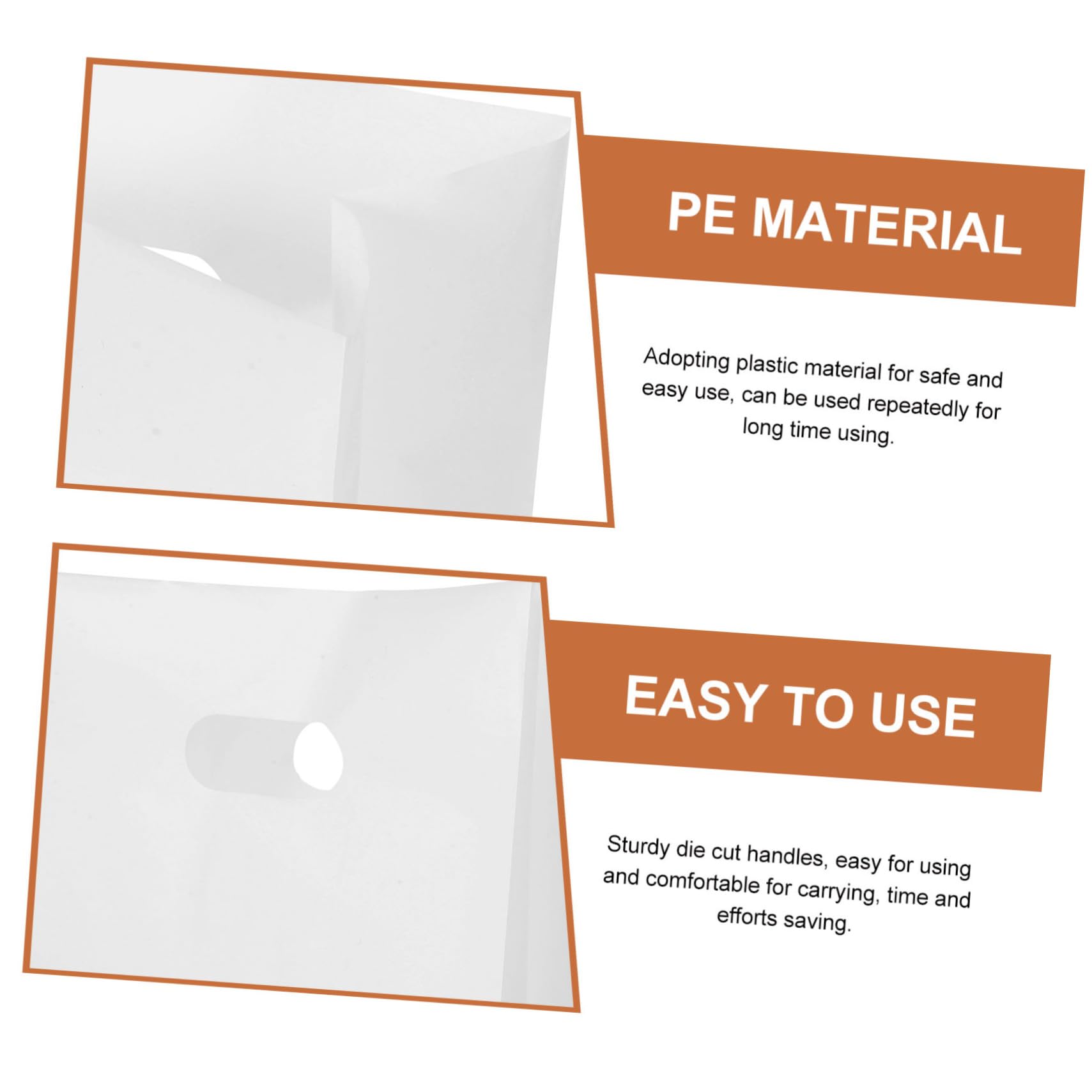 OUNONA 50pcs Thick Plastic Bread Bags Cake Packaging Bags Handles for Retail Store Home Kitchen