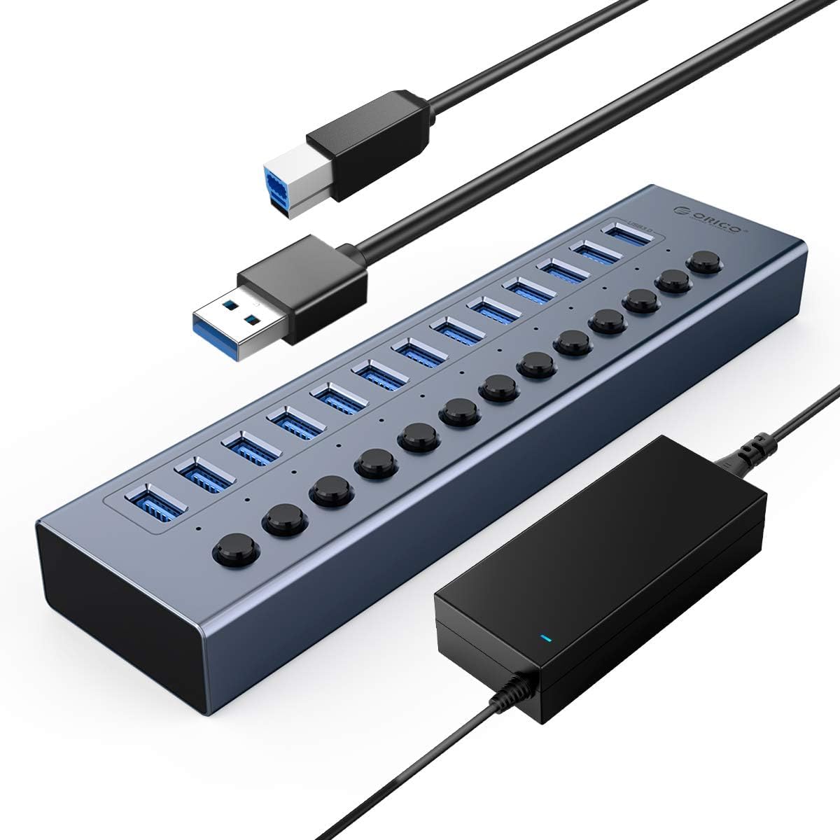 Sponsored Ad – ORICO USB Hub 3.0 Powered 13 Ports USB Data Hub with 12V5A Power Adapter, Individual Power Switches, and LEDs, USB Extension for iMac Pro, MacBook Air/Mini, PS4, Surface Pro, Notebook PC, Laptop