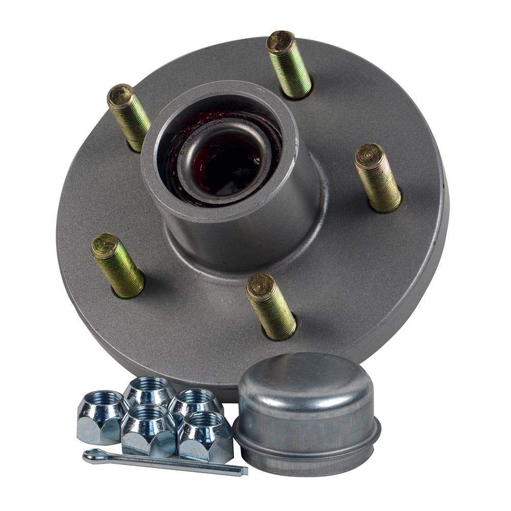 CE SmithTrailer Tapered 1-3/8" to 1-1/16" Stud (5 X 4 1/2) Galvanized Trailer Hub Kit, Silver