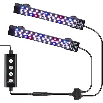 hygger Two-Channel Submersible Aquarium Lighting 12 W Full Spectrum LED Aquarium Lamp with 7 Colors and Adjustable Brightness Fish Tank Light with Three Rows of Beads for 15-60 L Tanks 2