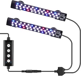hygger Zweikanal-Tauch Submersible Aquarium Beleuchtung,12W Full Spectrum LED Aquarium Lamp mit 7 Farben und Einstellbarer Helligkeit, Fish Tank Light mit Drei Perlenreihen für 15-60L Tanks(2)