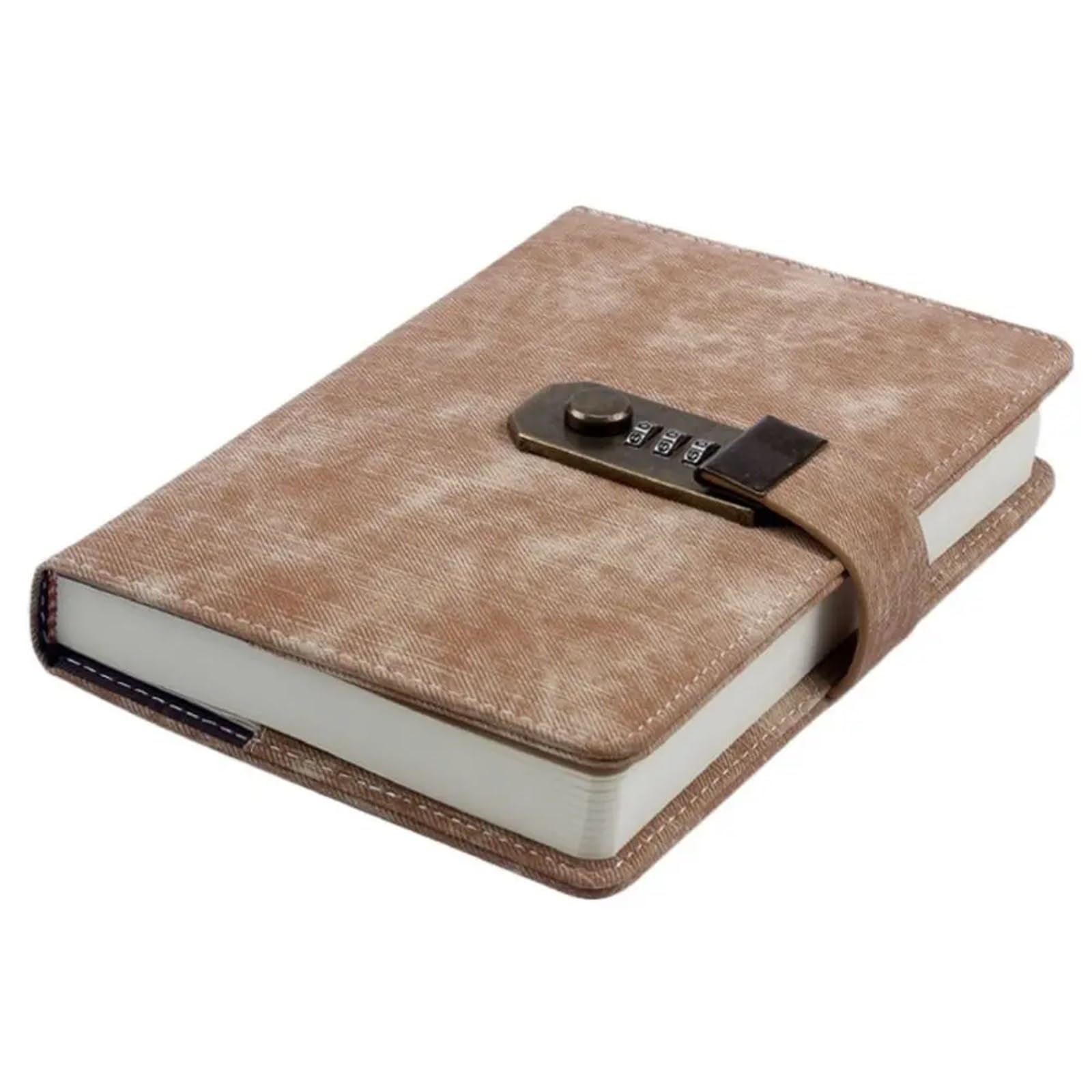 Livre de Journal Intime en Cuir PU, avec Serrure codée, Mot de Passe, carnet de Notes épais rétro A5 for Filles pour Les Notes Et Le Journal(Khaki)