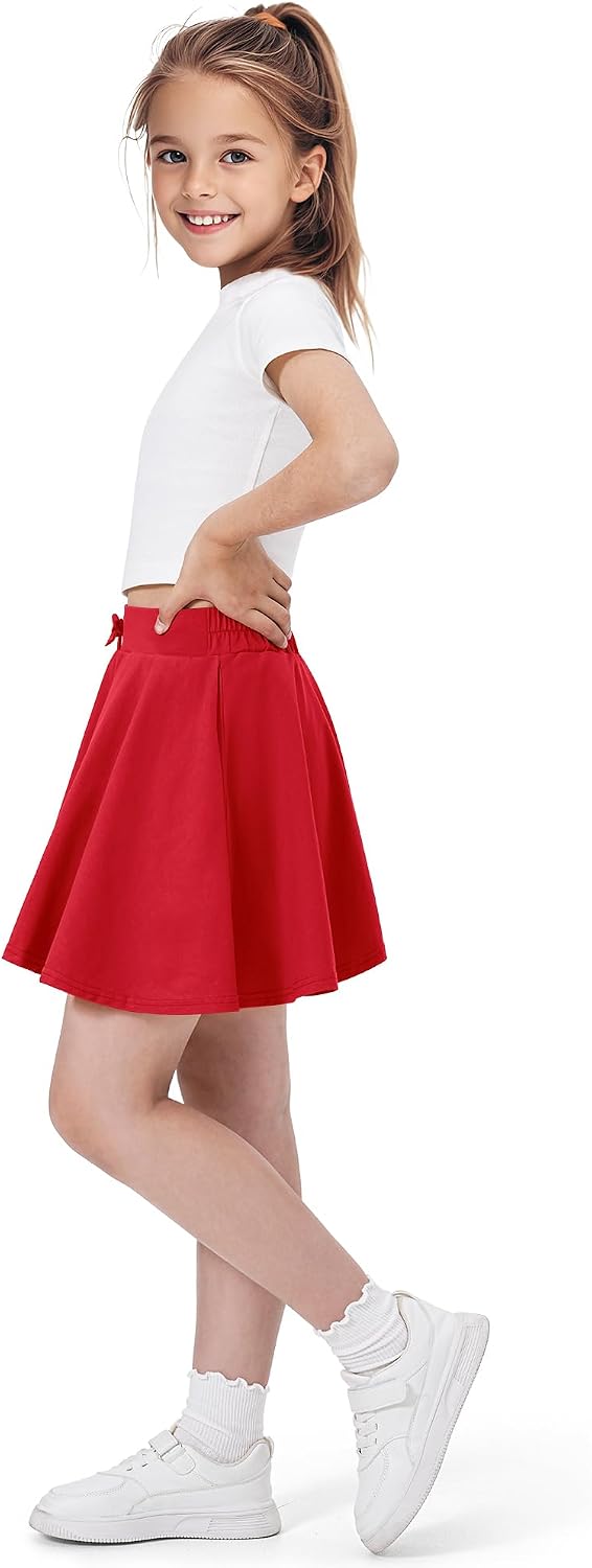 BOOPH Girls Skirts Kids Casual Mini Skorts Toddler Athletic Uniform Skirts with Pockets